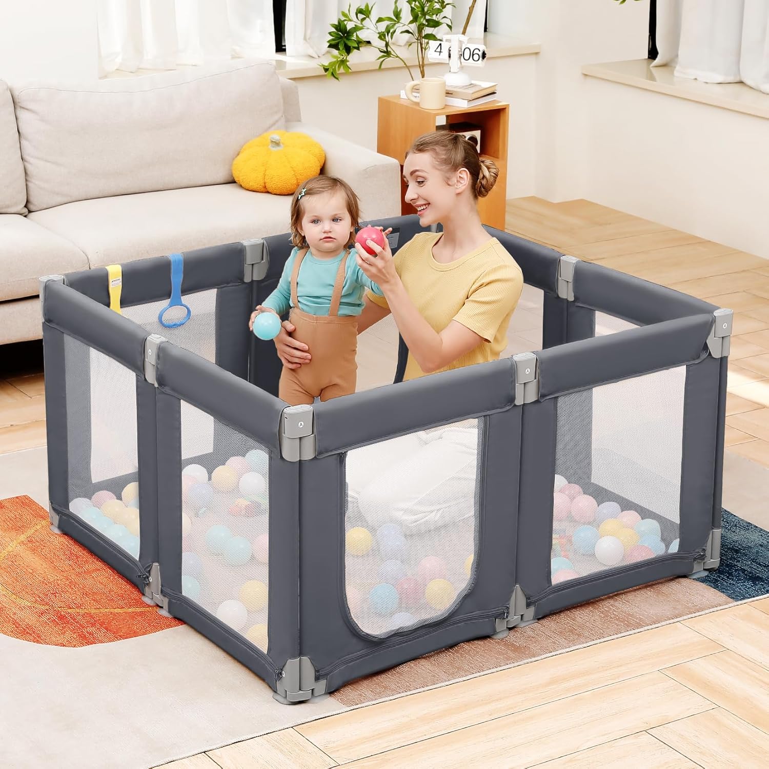 Dripex Portable Folding Playpen — 49" × 47"